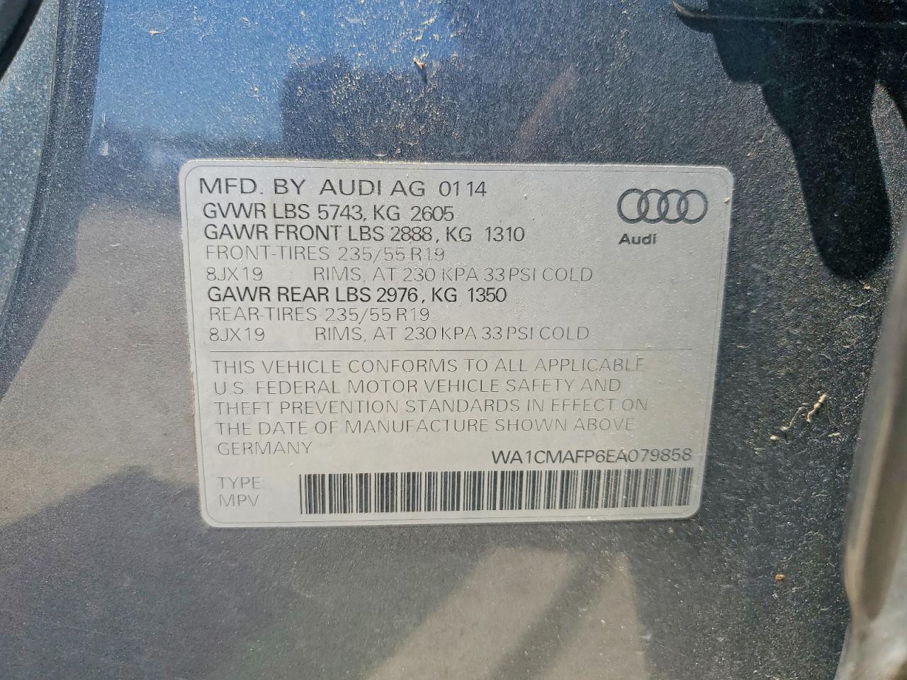 2014 Audi Q5 Tdi Premium Plus Gray vin: WA1CMAFP6EA079858
