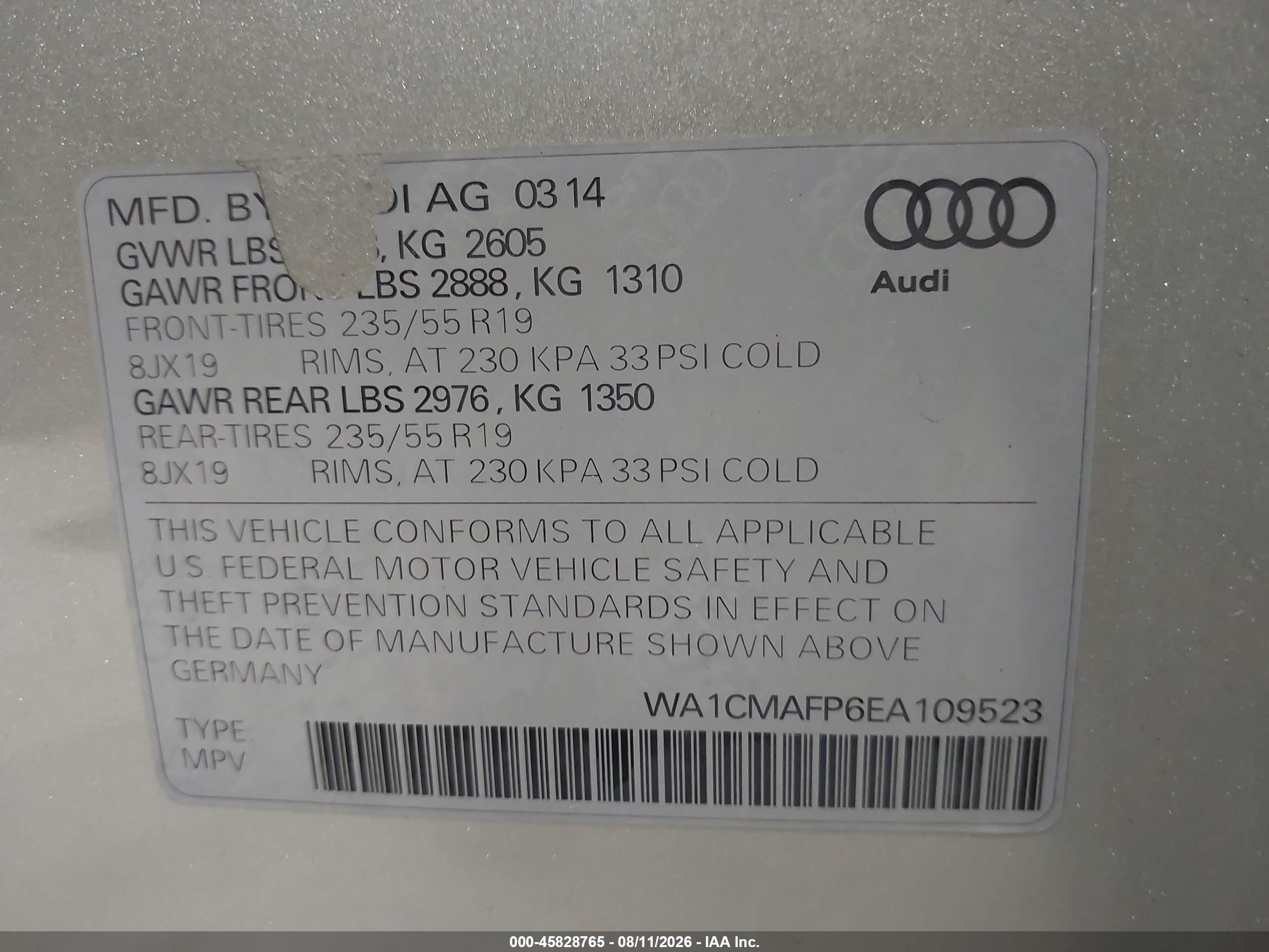 2014 Audi Q5 3.0 Tdi Premium Plus Gray vin: WA1CMAFP6EA109523