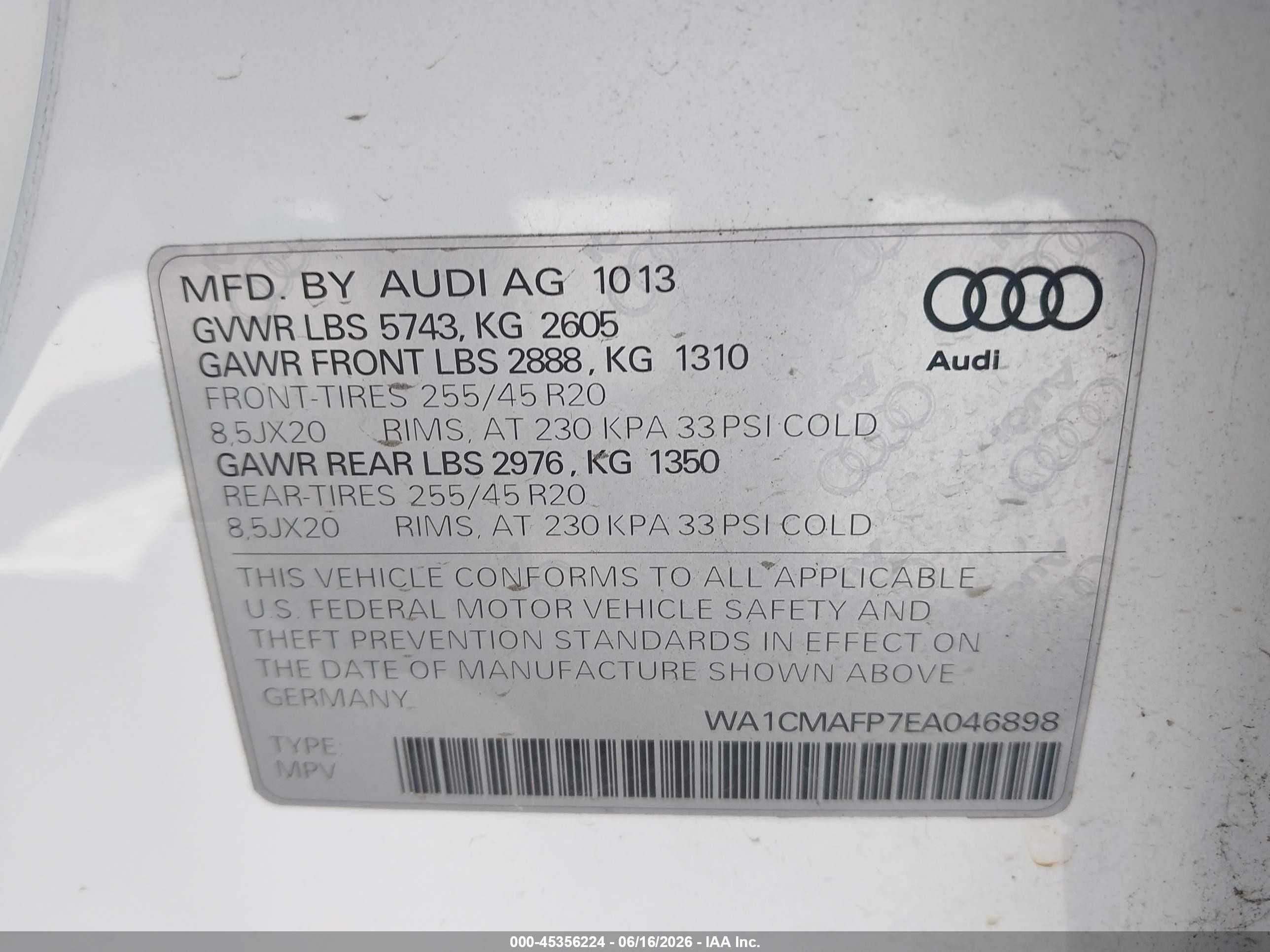 2014 Audi Q5 3.0 Tdi Premium Plus White vin: WA1CMAFP7EA046898