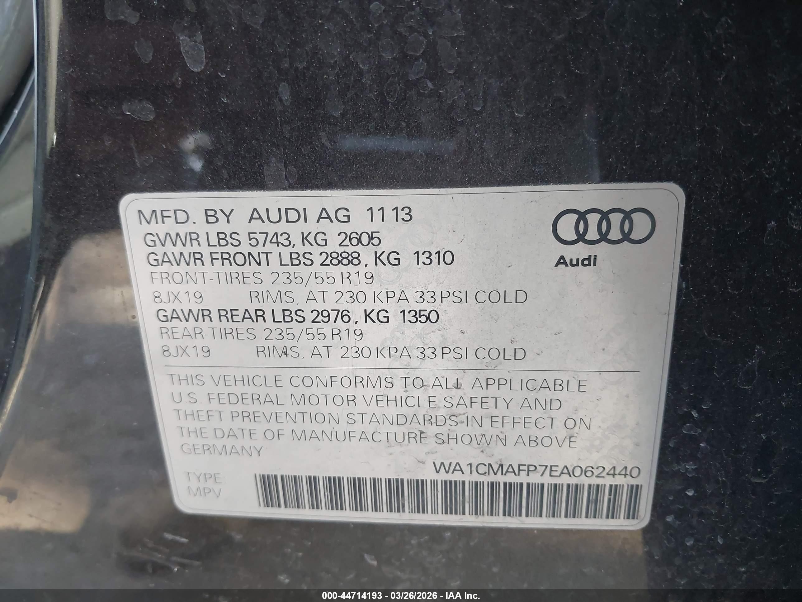 2014 Audi Q5 3.0 Tdi Premium Plus Black vin: WA1CMAFP7EA062440