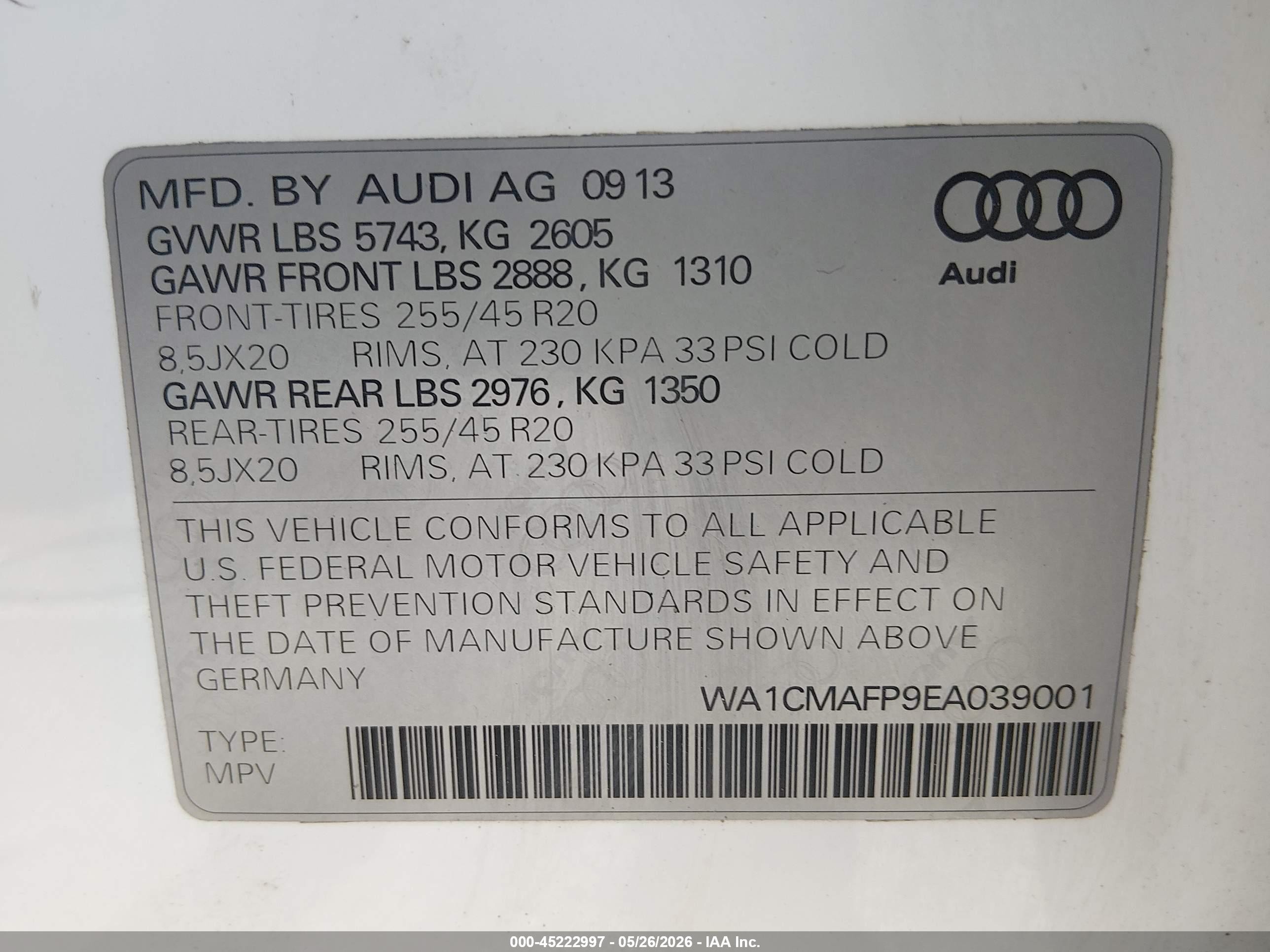 2014 Audi Q5 3.0 Tdi Premium Plus White vin: WA1CMAFP9EA039001