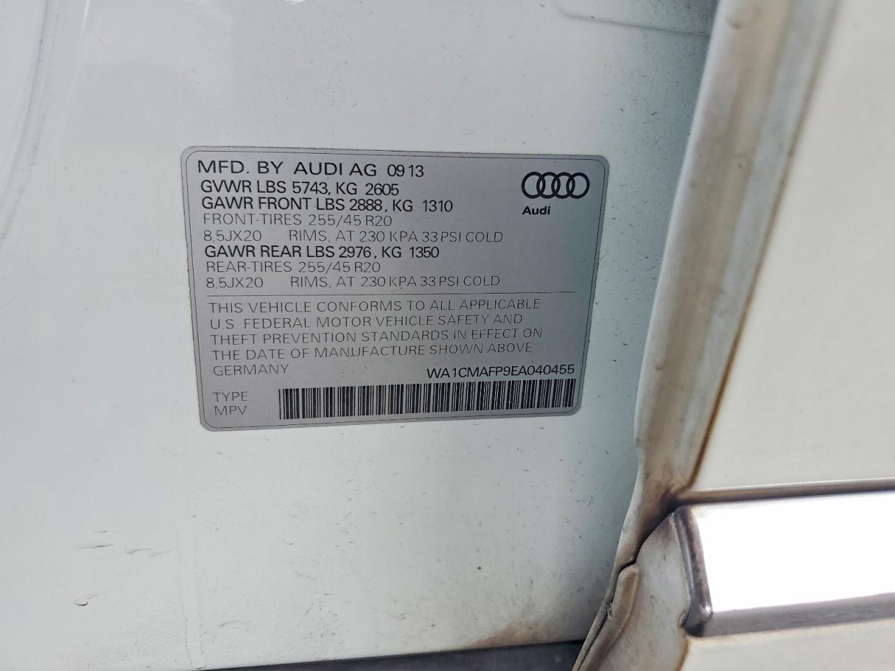2014 Audi Q5 Tdi Premium Plus White vin: WA1CMAFP9EA040455