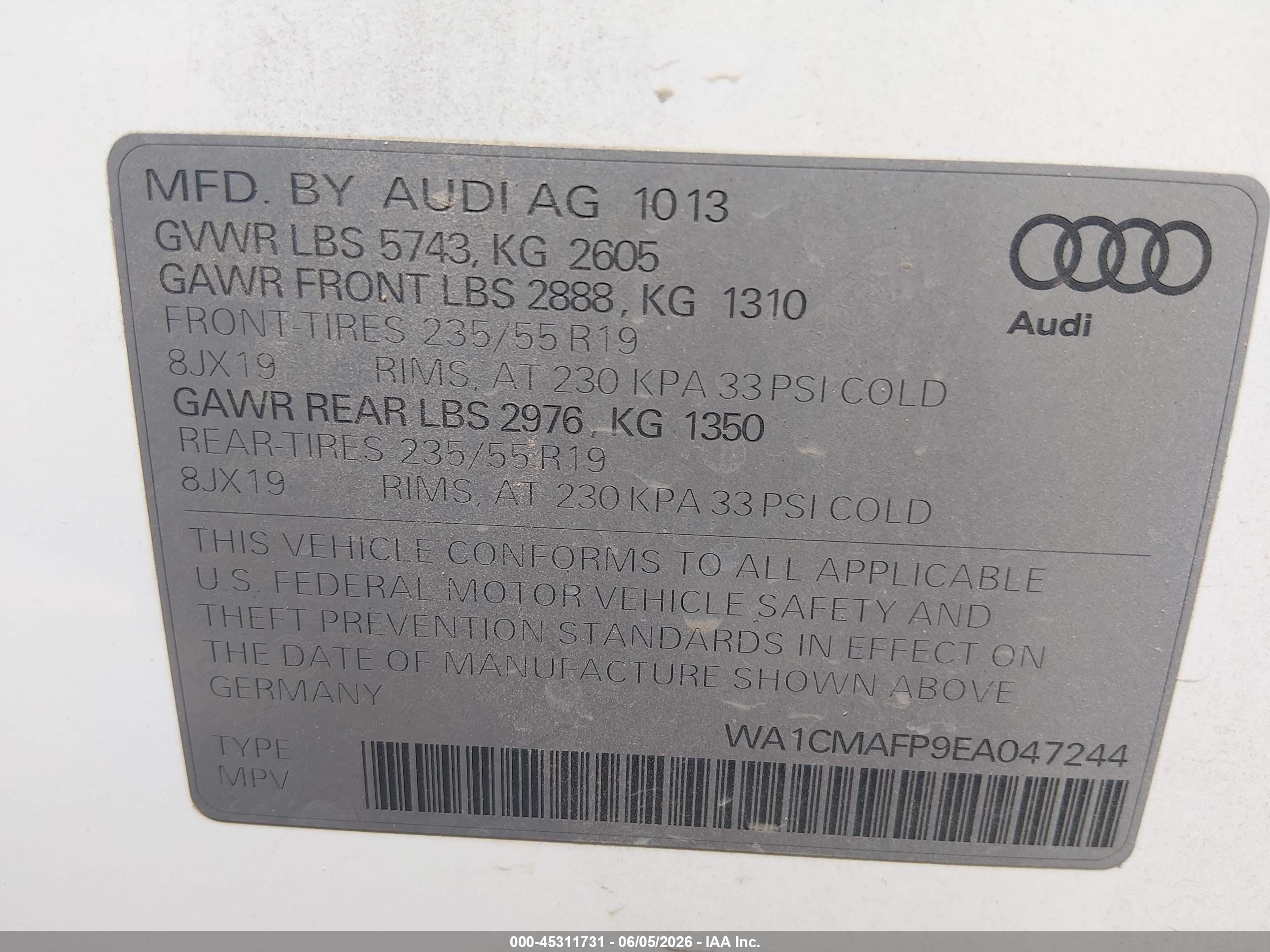 2014 Audi Q5 3.0 Tdi Premium Plus White vin: WA1CMAFP9EA047244