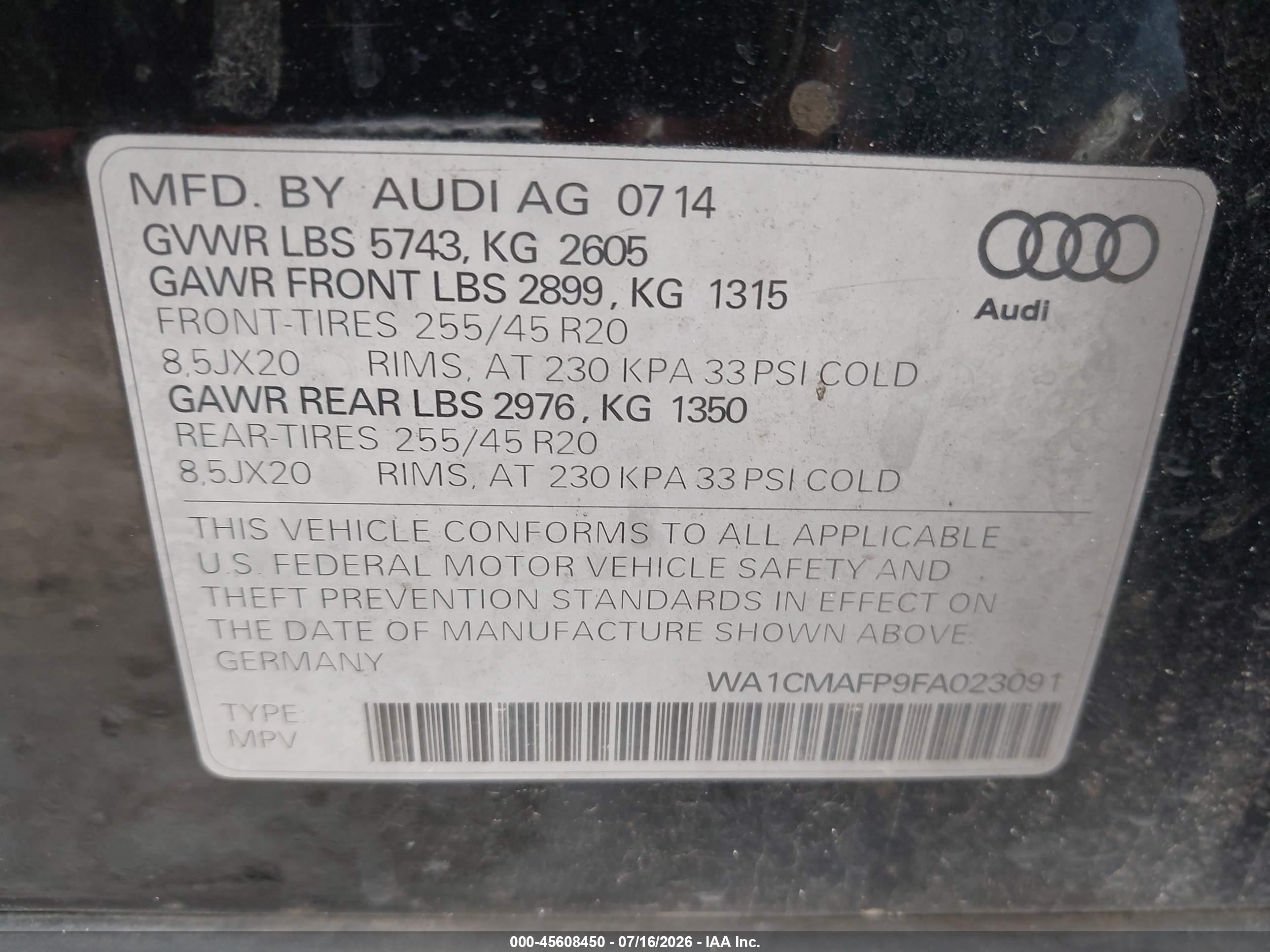 2015 Audi Q5 3.0 Tdi Premium Plus Черный vin: WA1CMAFP9FA023091