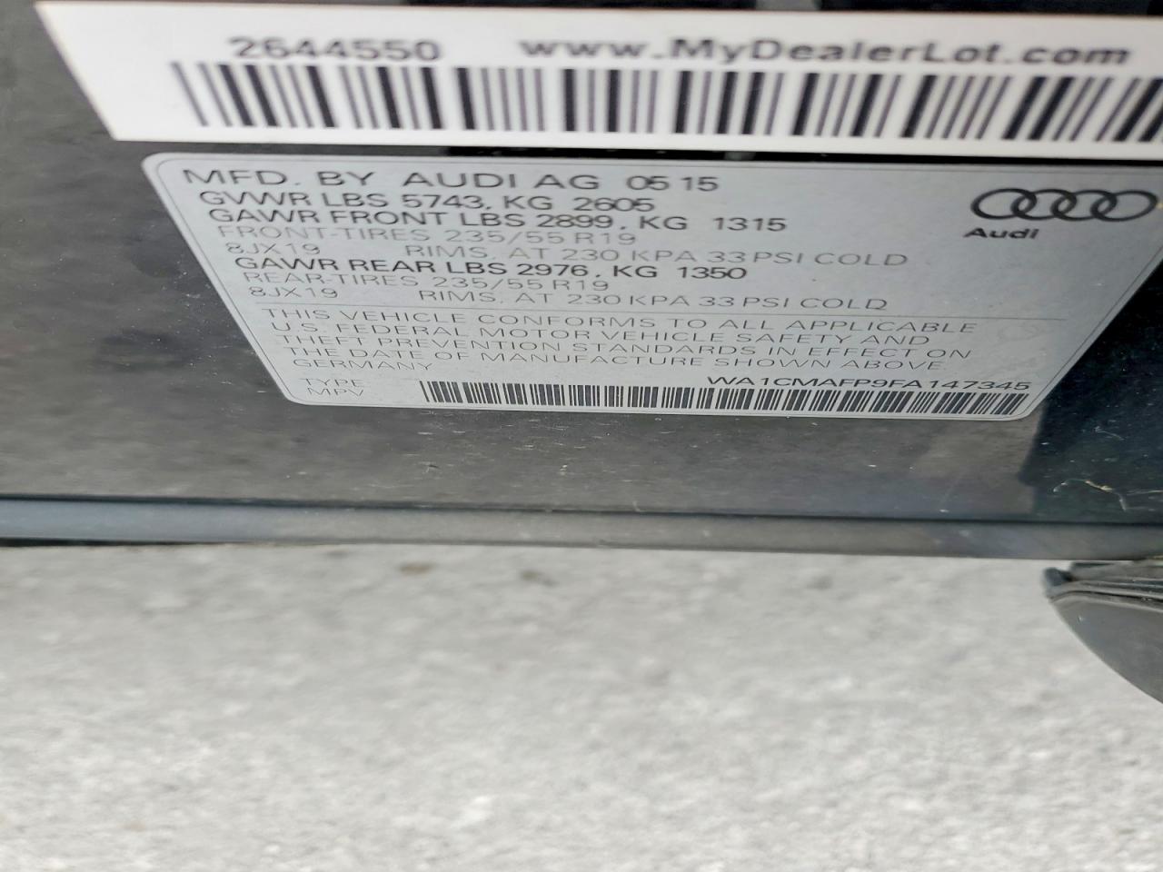 2015 Audi Q5 Tdi Premium Plus Черный vin: WA1CMAFP9FA147345