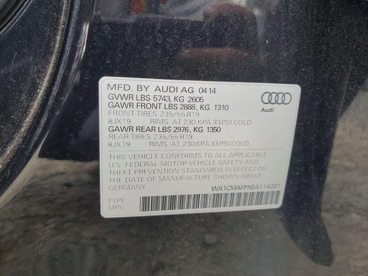 2014 Audi Q5 Tdi Premium Plus Black vin: WA1CMAFPXEA114031