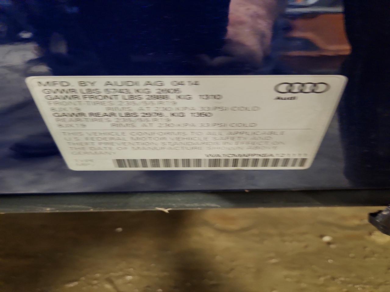 2014 Audi Q5 Tdi Premium Plus Blue vin: WA1CMAFPXEA121111
