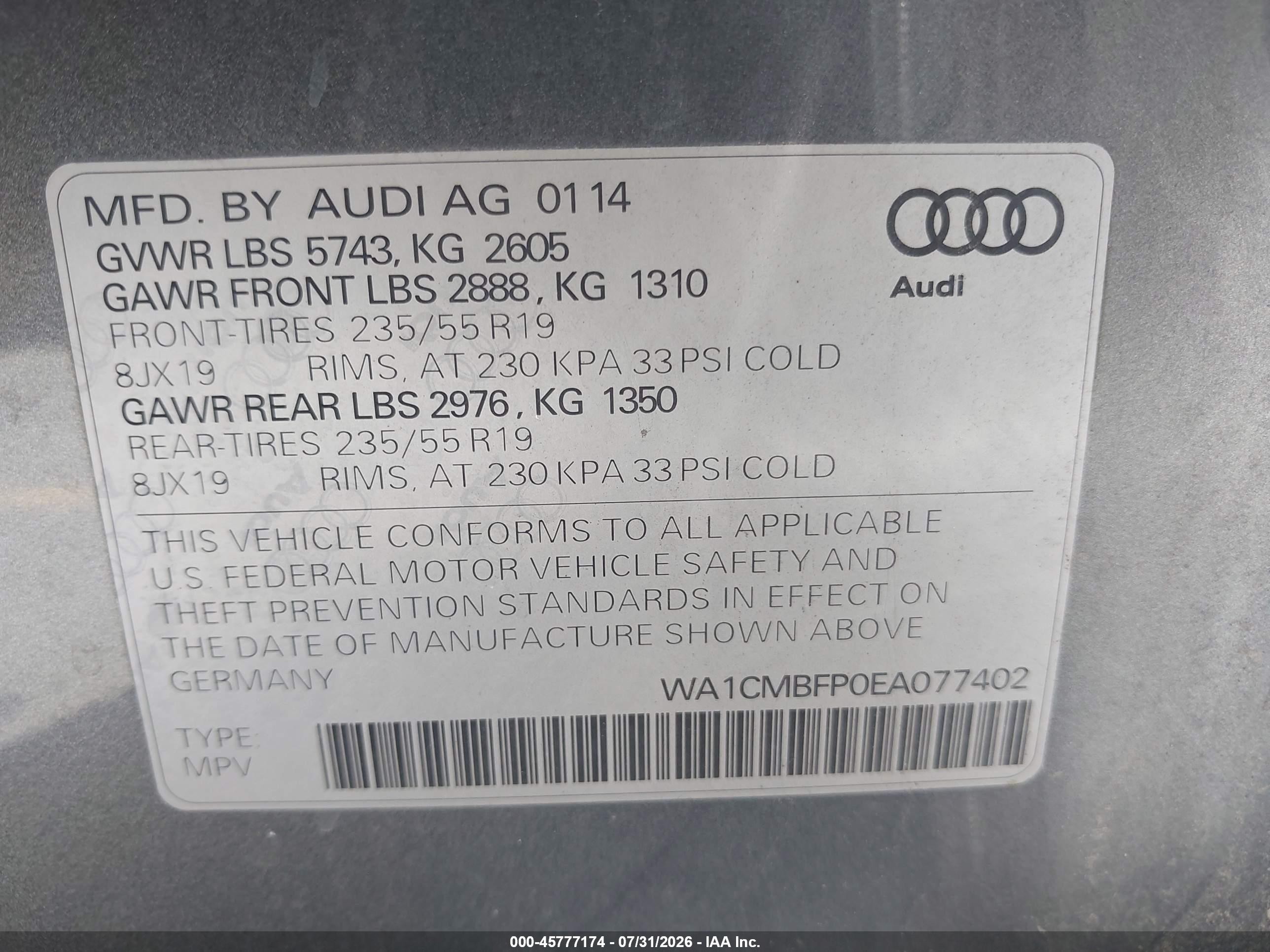 2014 Audi Q5 3.0 Tdi Premium Plus Gray vin: WA1CMBFP0EA077402