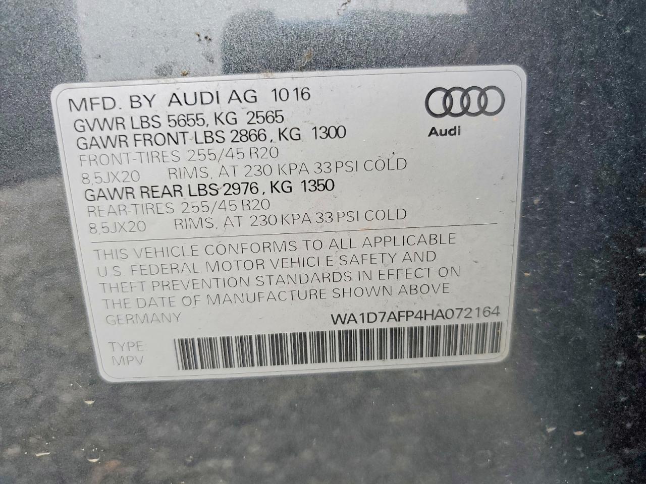 2017 Audi Q5 Premium Plus S-line Gray vin: WA1D7AFP4HA072164