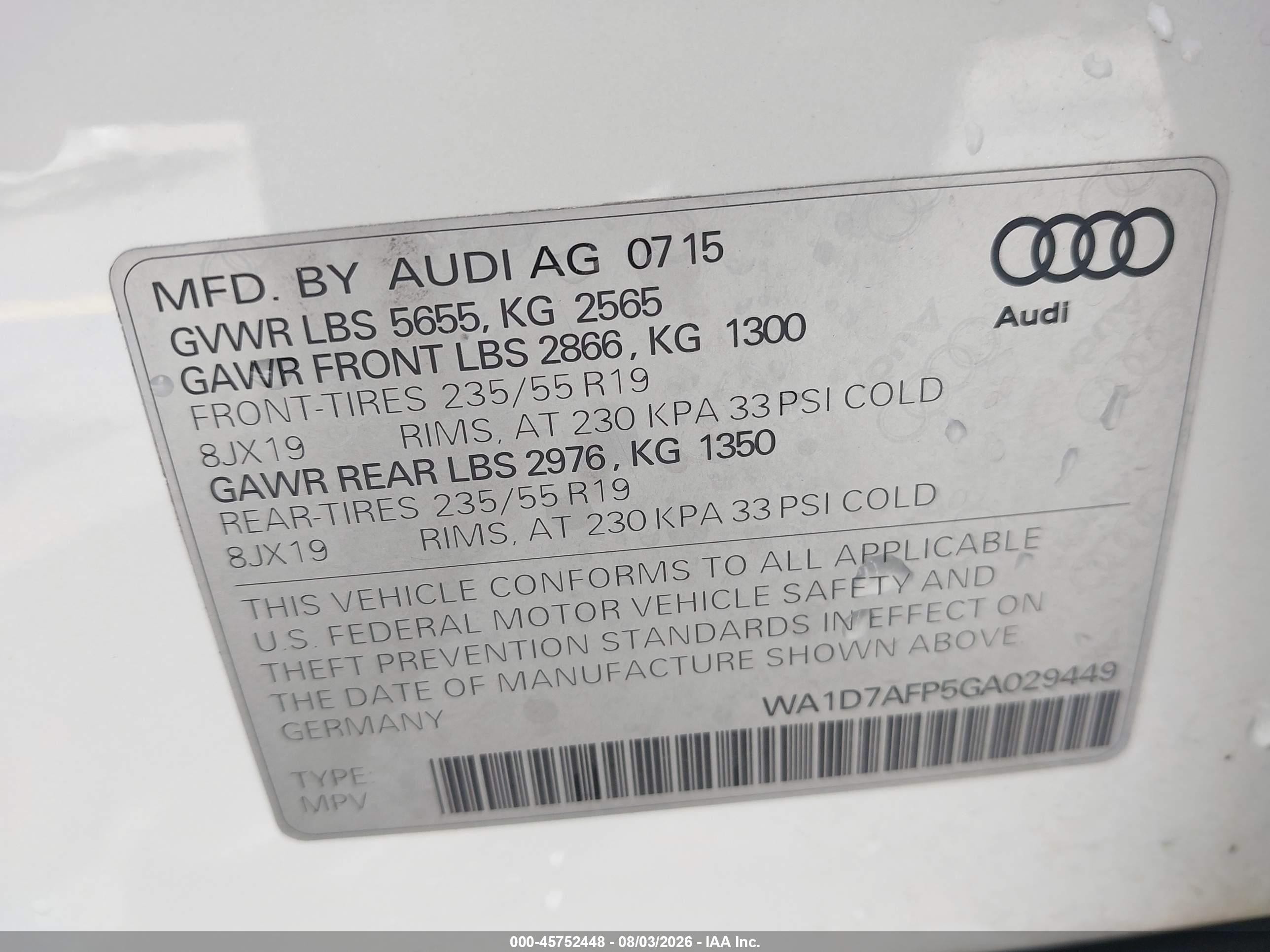 2016 Audi Q5 3.0t Premium Plus White vin: WA1D7AFP5GA029449