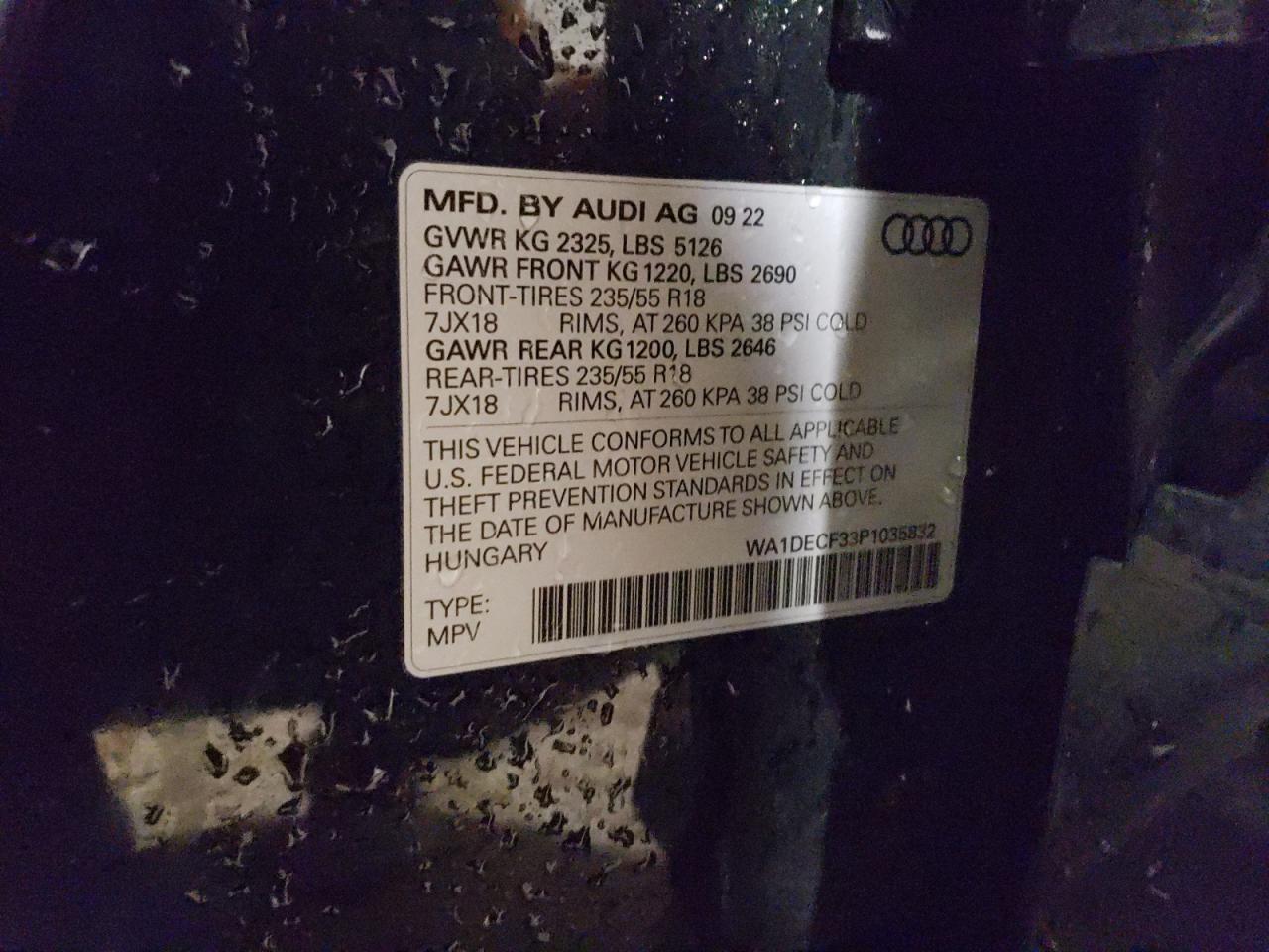 WA1DECF33P1035832 — 2023 AUDI Q3 History & VIN | AutoHelperBot