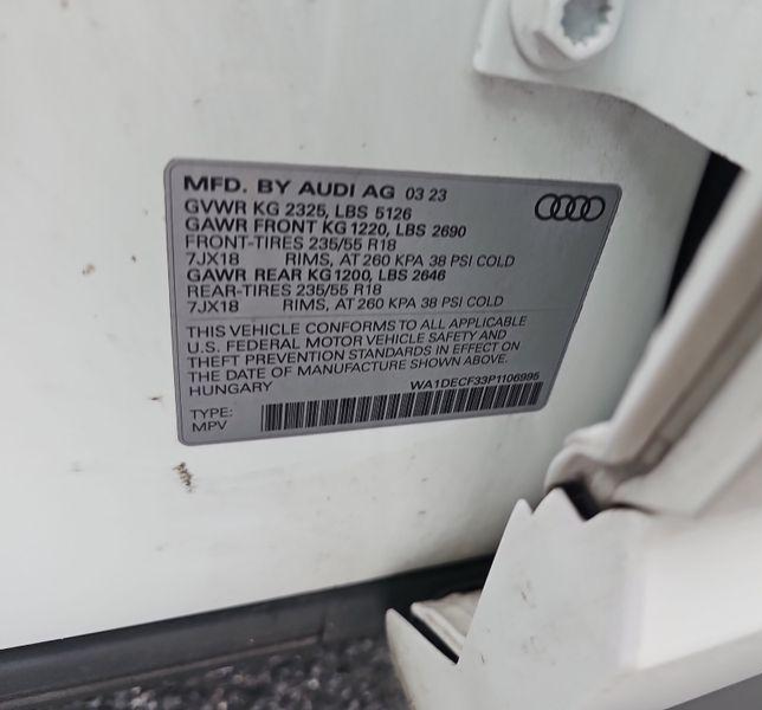 2023 Audi Q3 Premium 45 Tfsi S Line Quattro Tiptronic vin: WA1DECF33P1106995