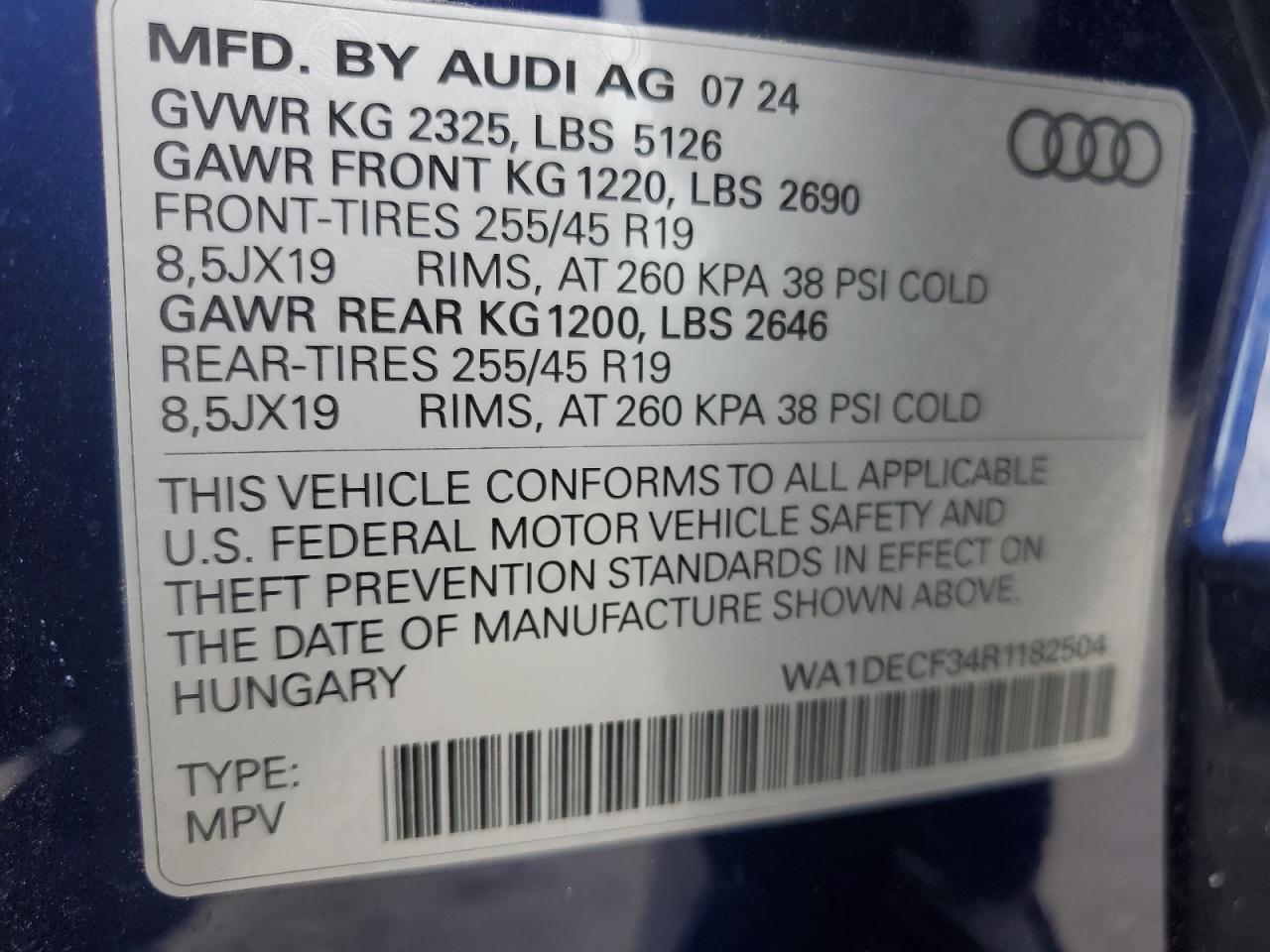 2024 Audi Q3 Premium S Line 45 Blue vin: WA1DECF34R1182504