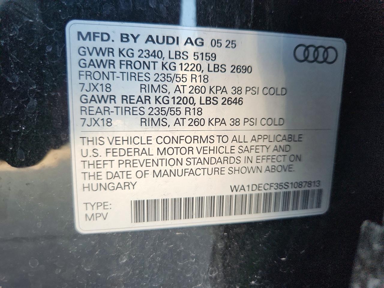 2025 Audi Q3 Premium S Line 45 Black vin: WA1DECF35S1087813