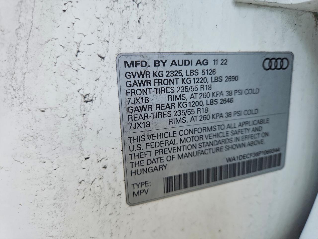 2023 Audi Q3 Premium S Line 45 Белый vin: WA1DECF36P1069344
