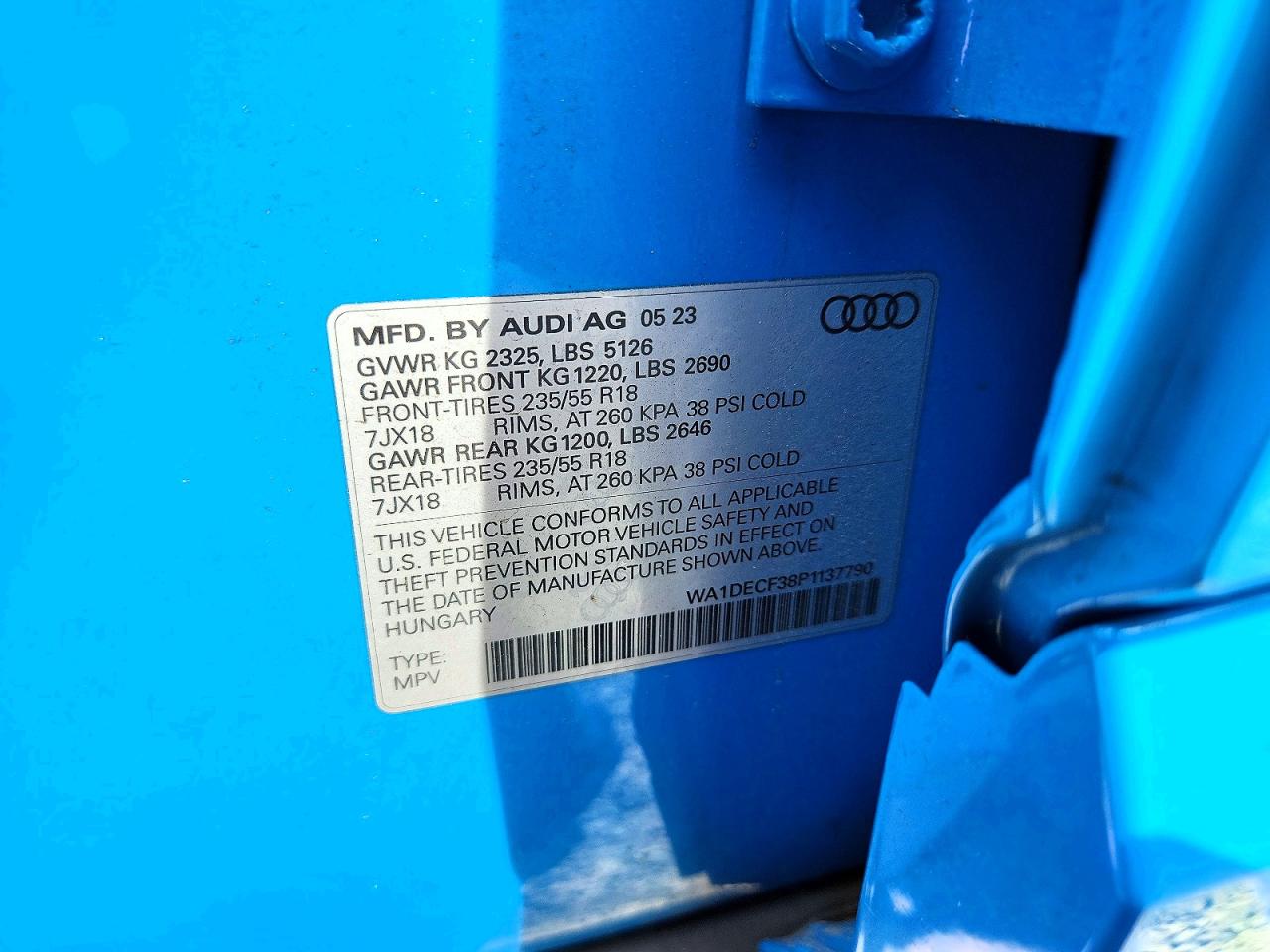 2023 Audi Q3 Premium S Line 45 Blue vin: WA1DECF38P1137790