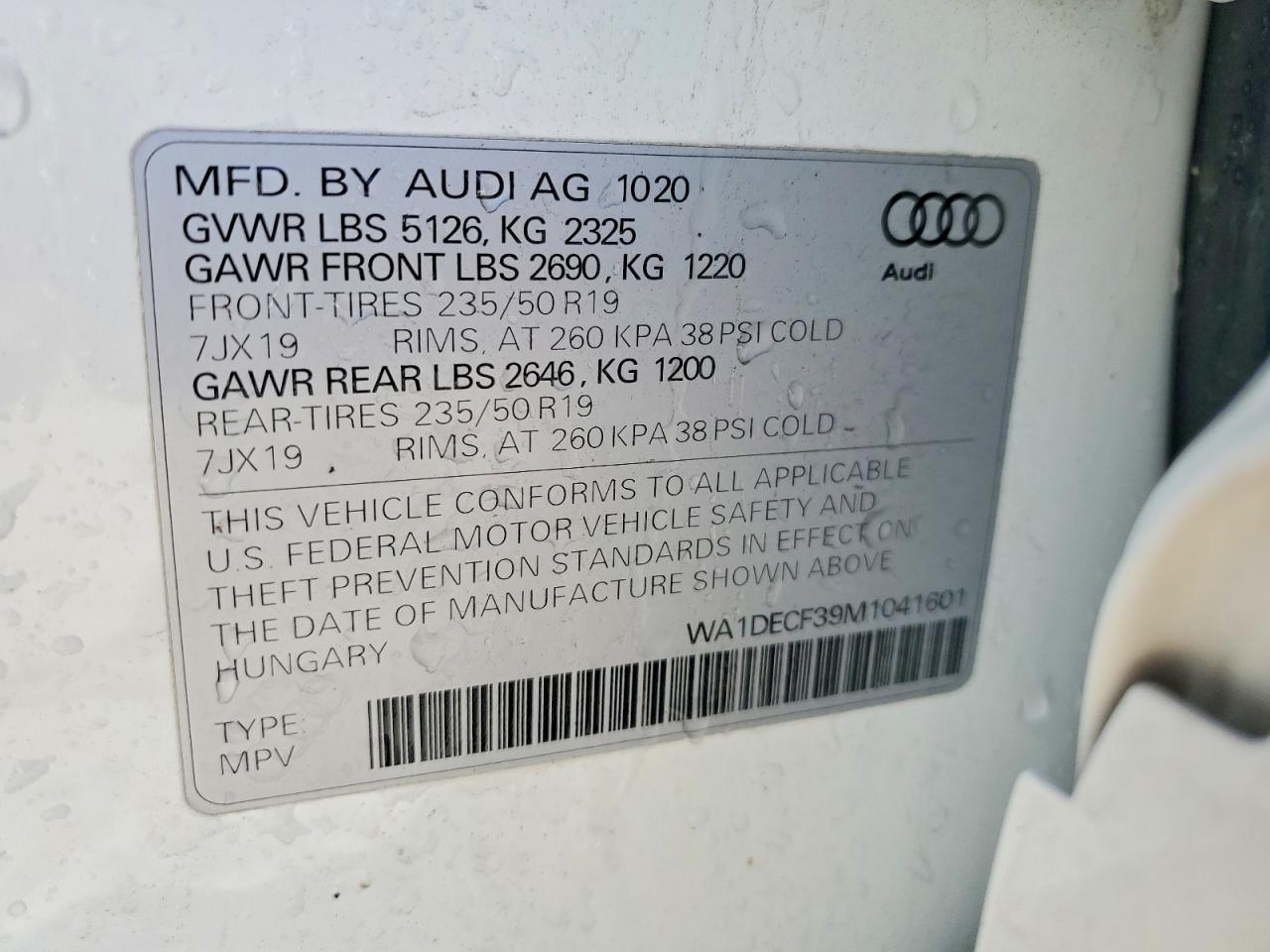 2021 Audi Q3 Premium S Line 45 White vin: WA1DECF39M1041601