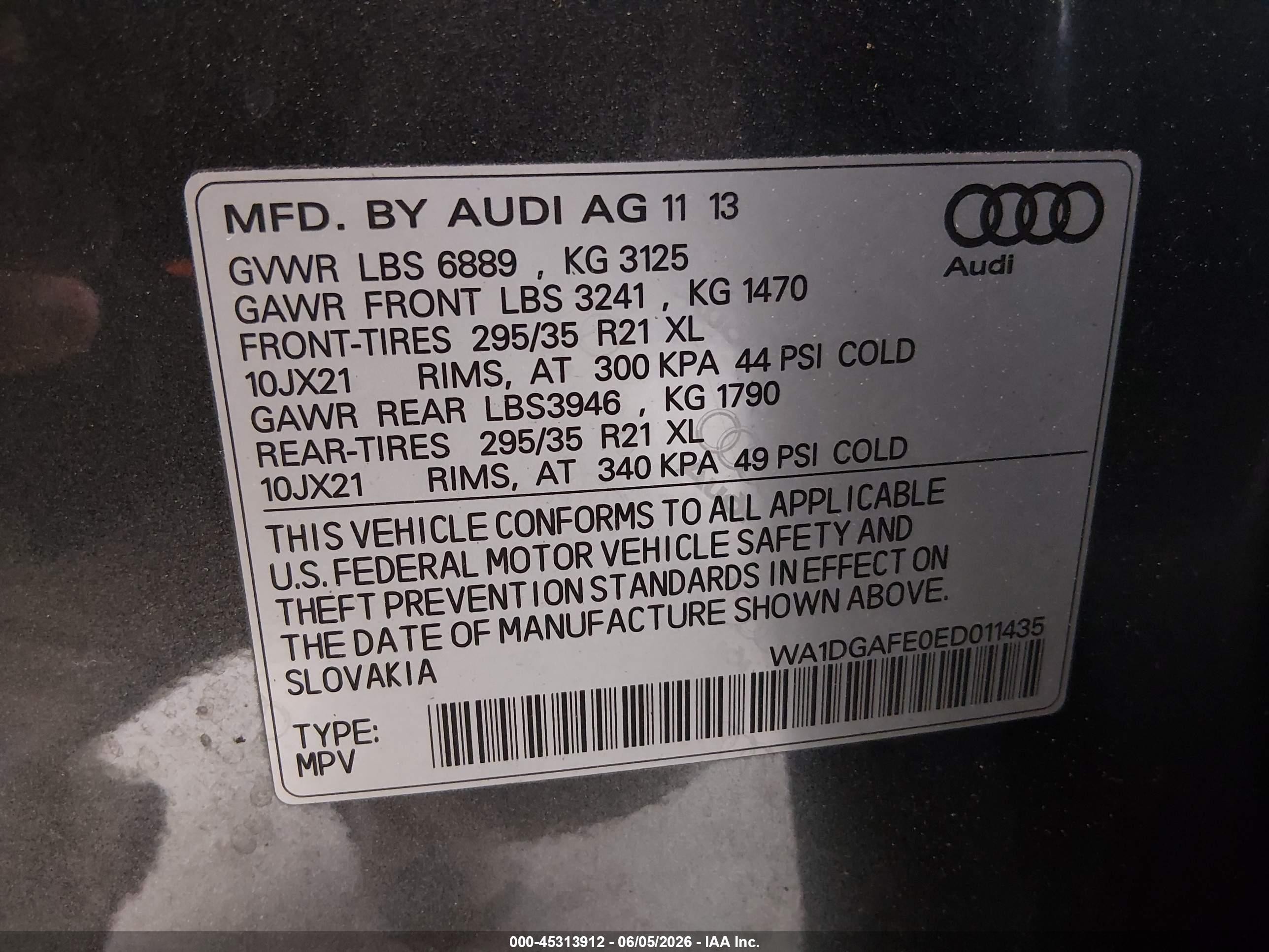 2014 Audi Q7 3.0t S Line Prestige Gray vin: WA1DGAFE0ED011435