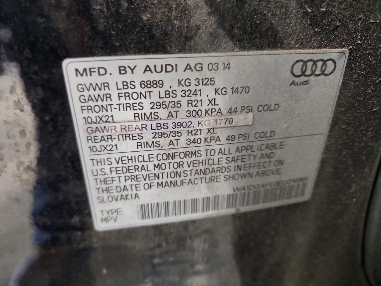 2014 Audi Q7 Prestige Black vin: WA1DGAFE0ED016991