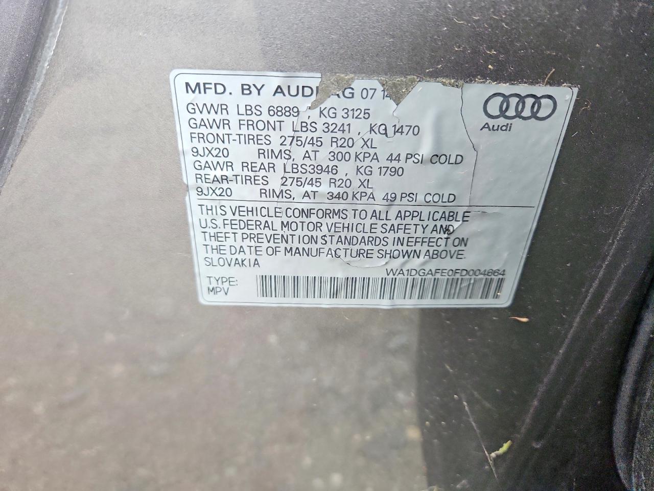 2015 Audi Q7 Prestige Gray vin: WA1DGAFE0FD004664