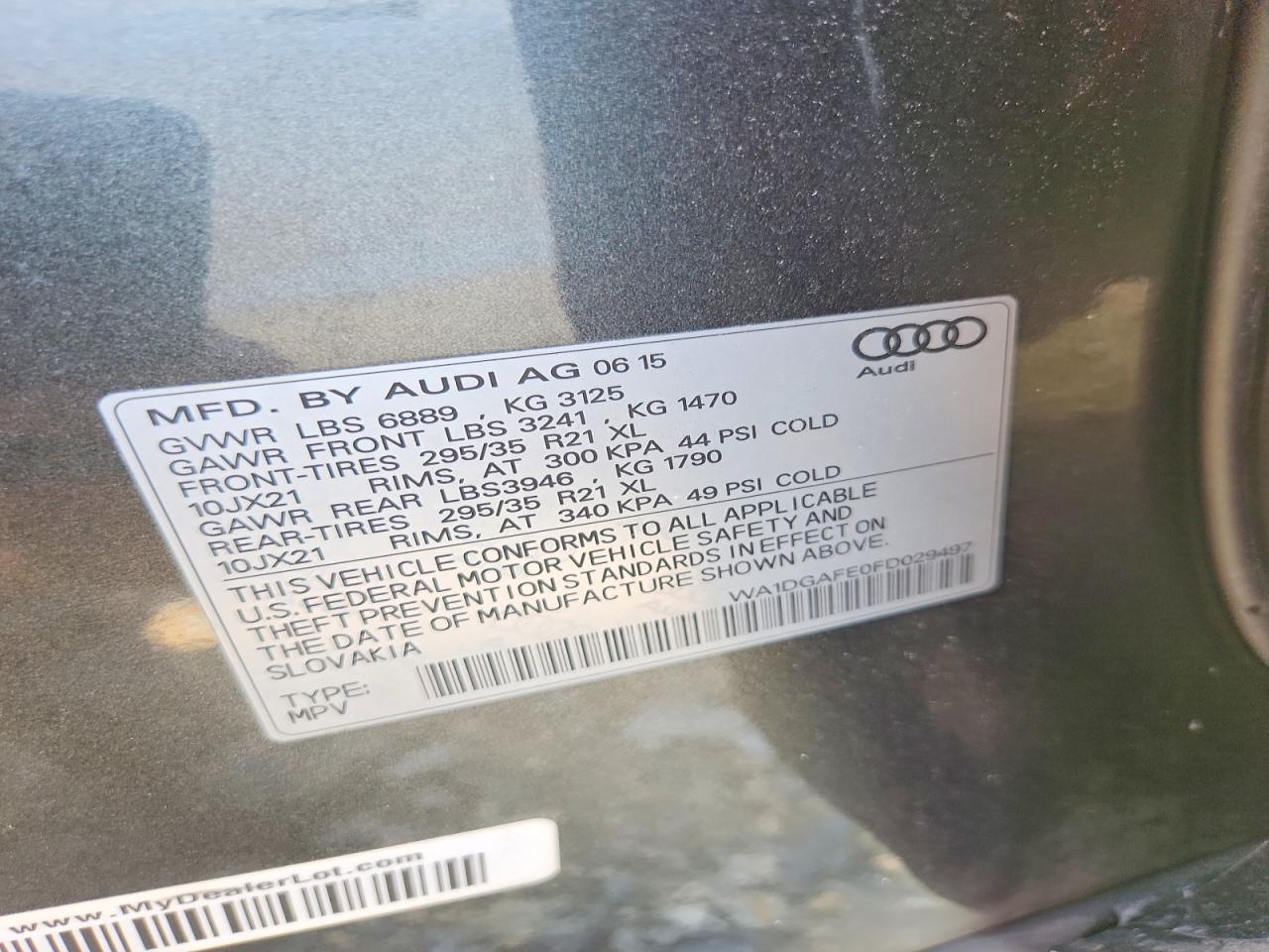 2015 Audi Q7 Prestige Серый vin: WA1DGAFE0FD029497