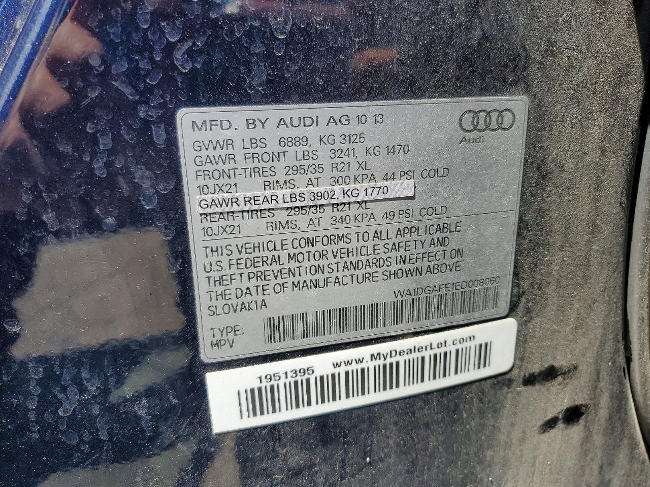 2014 Audi Q7 Prestige Синий vin: WA1DGAFE1ED008060