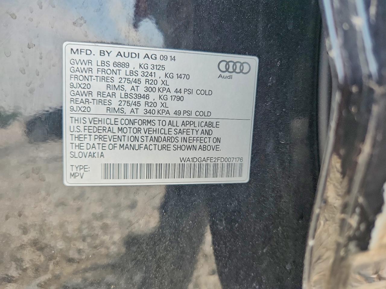 2015 Audi Q7 Prestige Black vin: WA1DGAFE2FD007176