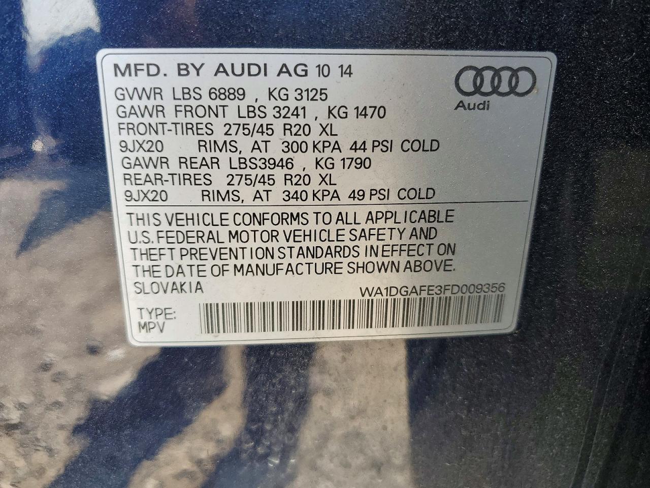 2015 Audi Q7 Prestige Blue vin: WA1DGAFE3FD009356