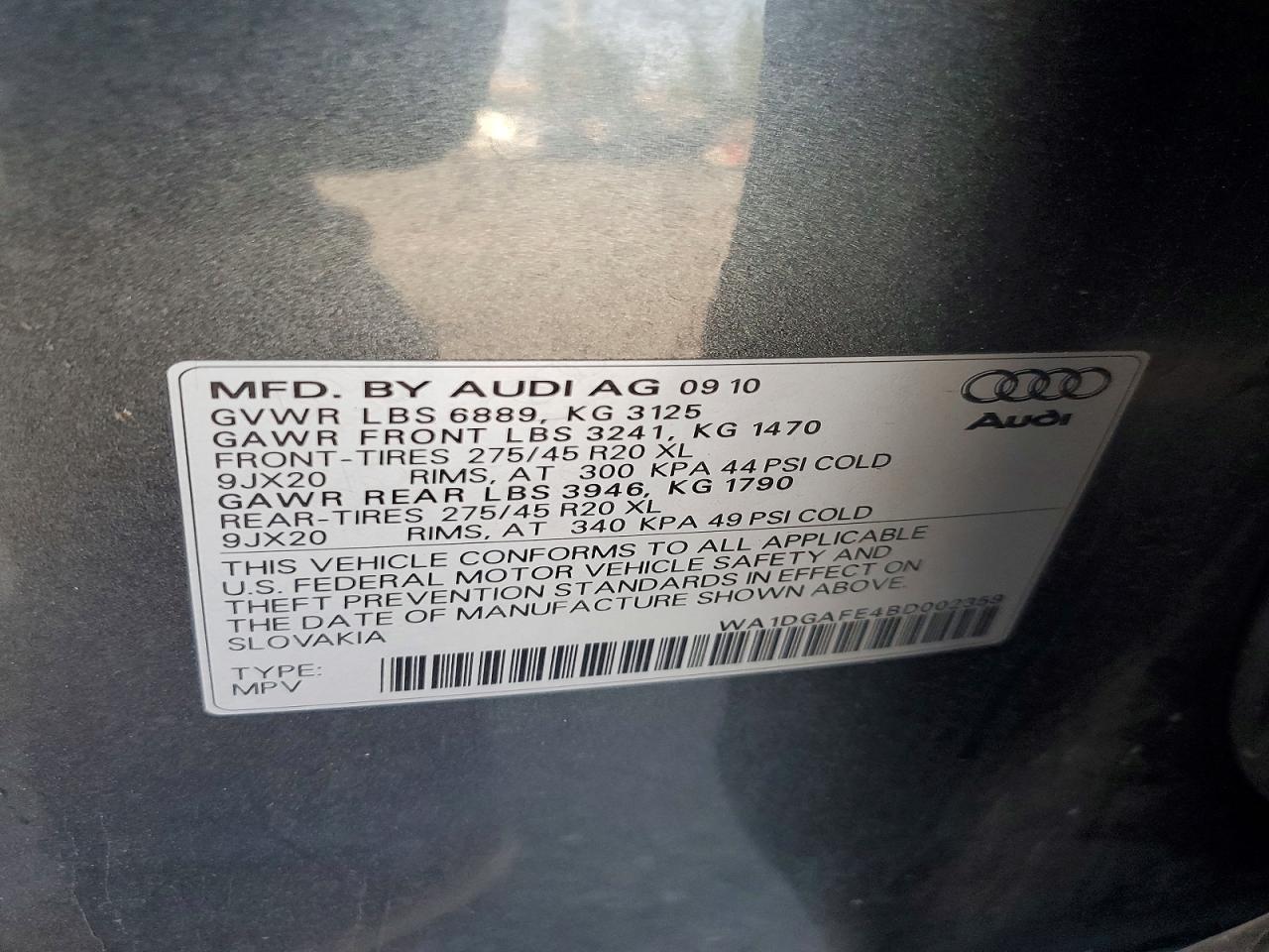 2011 Audi Q7 Prestige Black vin: WA1DGAFE4BD002359