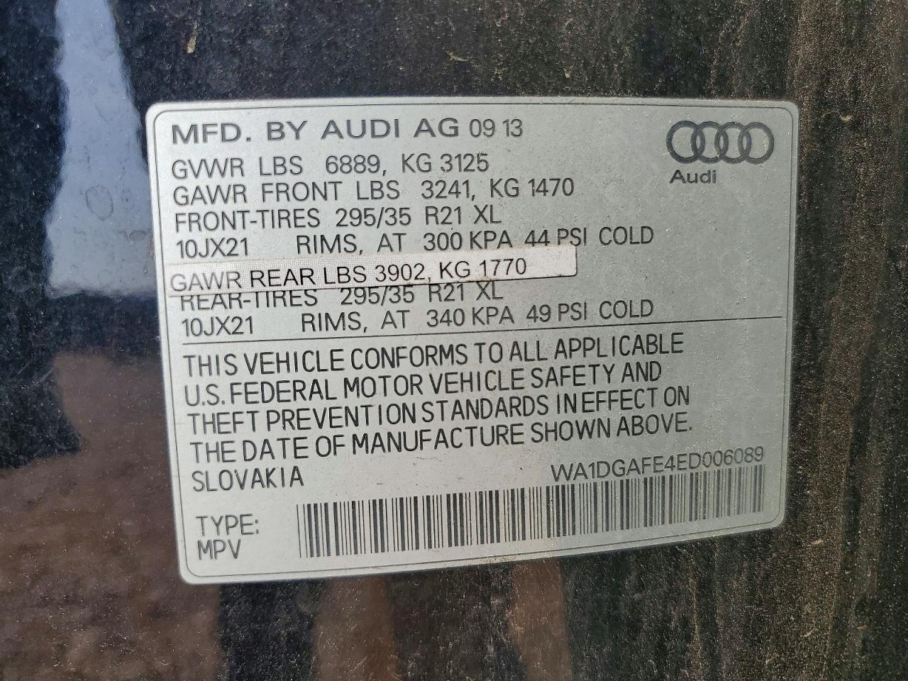 2014 Audi Q7 Prestige Black vin: WA1DGAFE4ED006089