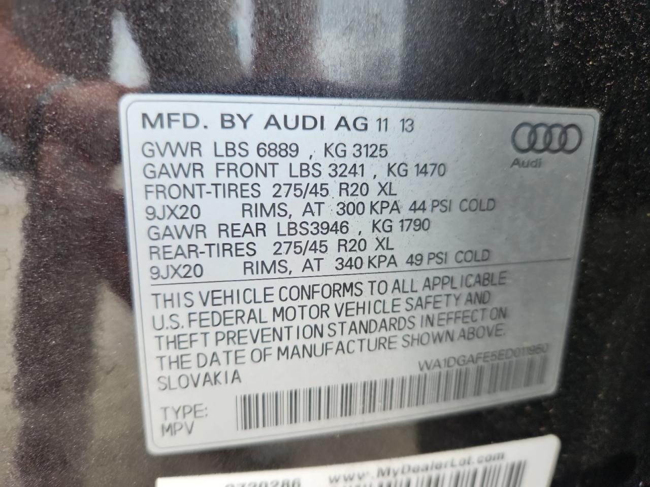 2014 Audi Q7 Prestige Black vin: WA1DGAFE5ED011950