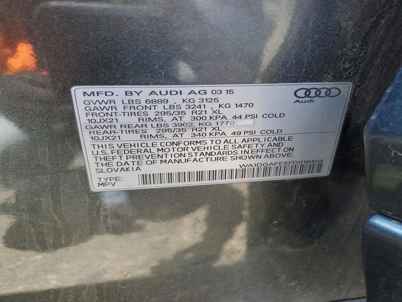 2015 Audi Q7 Prestige Gray vin: WA1DGAFE5FD019404
