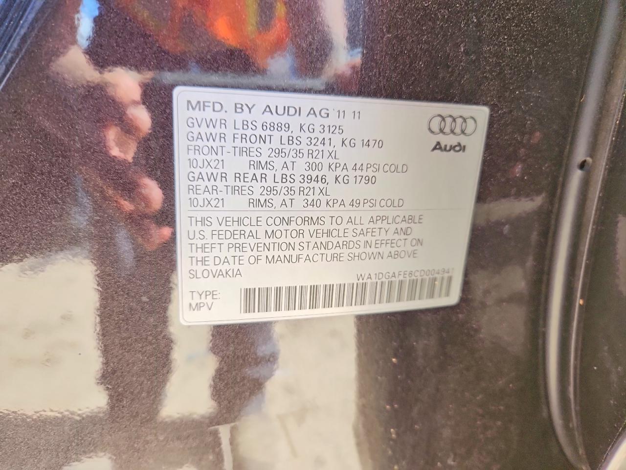 2012 Audi Q7 Prestige Черный vin: WA1DGAFE6CD004941