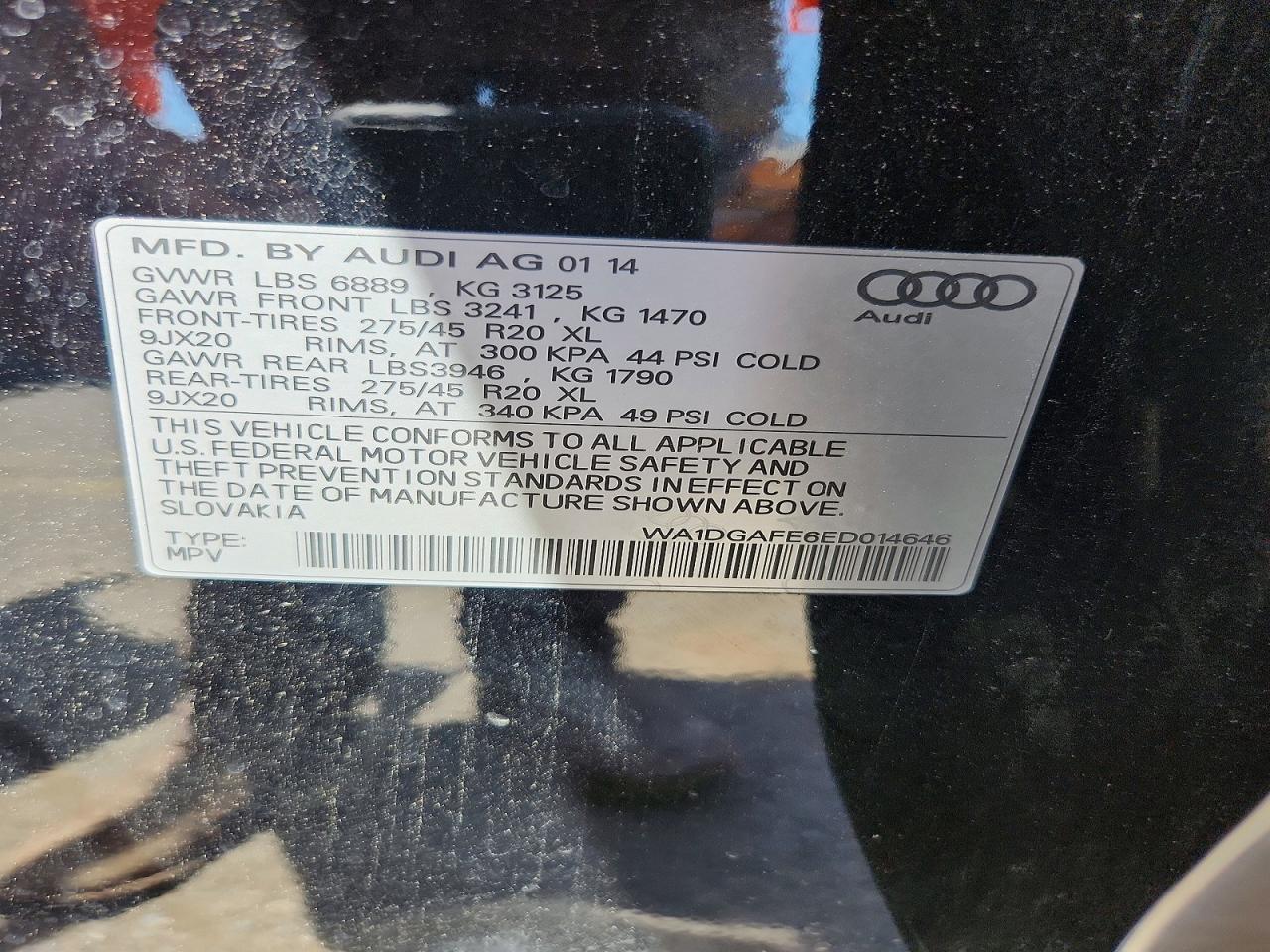 2014 Audi Q7 Prestige Black vin: WA1DGAFE6ED014646