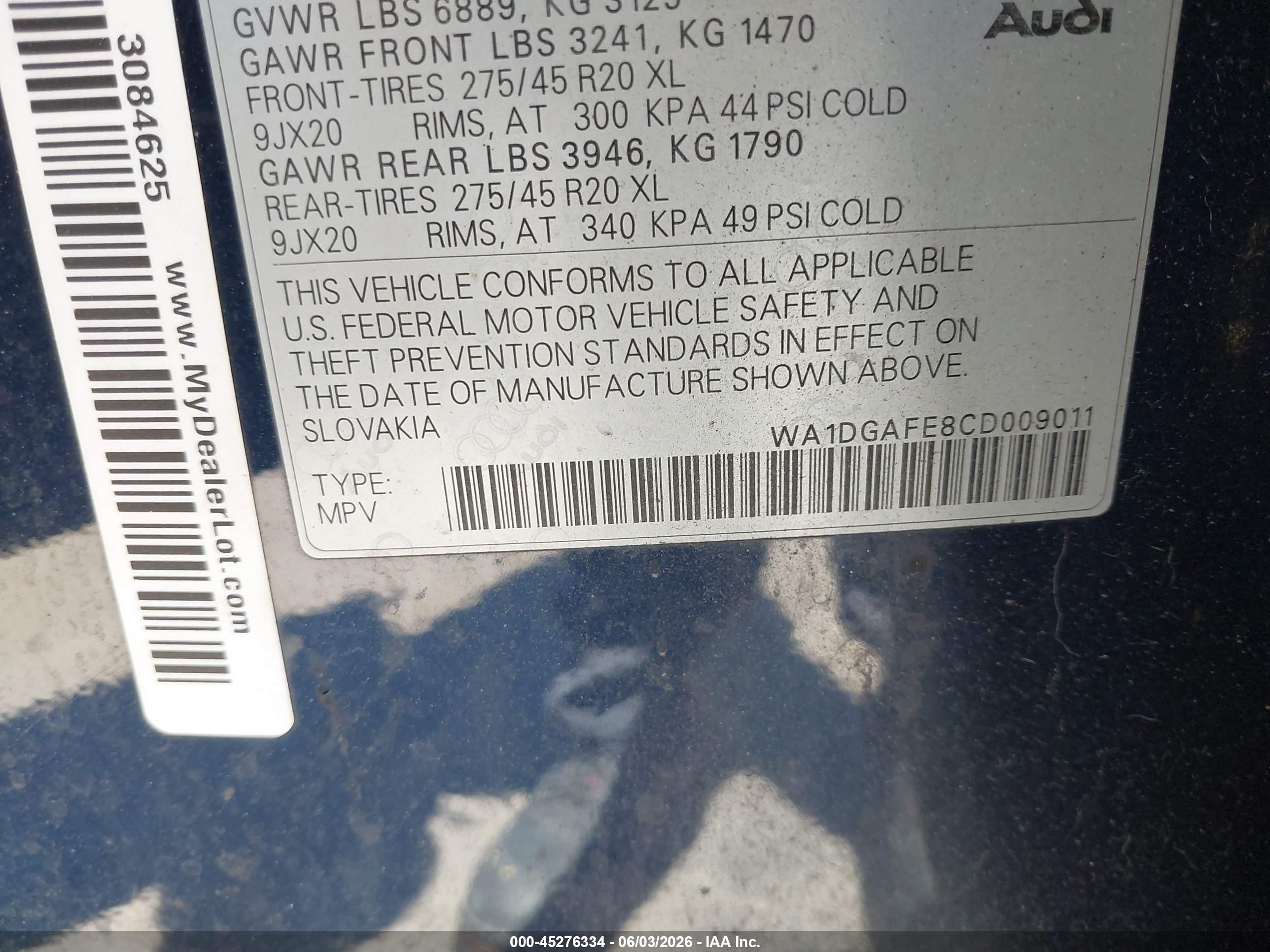2012 Audi Q7 3.0t S Line Prestige Blue vin: WA1DGAFE8CD009011