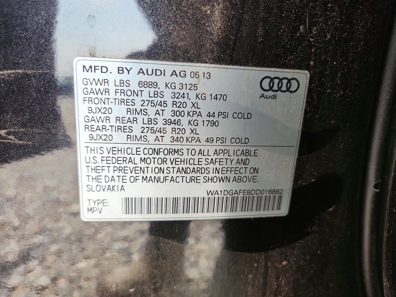 2013 Audi Q7 Prestige Gray vin: WA1DGAFE8DD016882