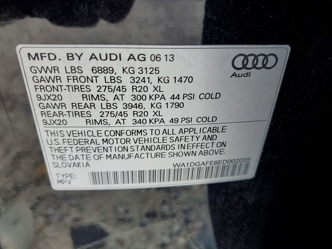 2014 Audi Q7 Prestige Black vin: WA1DGAFE8ED002028