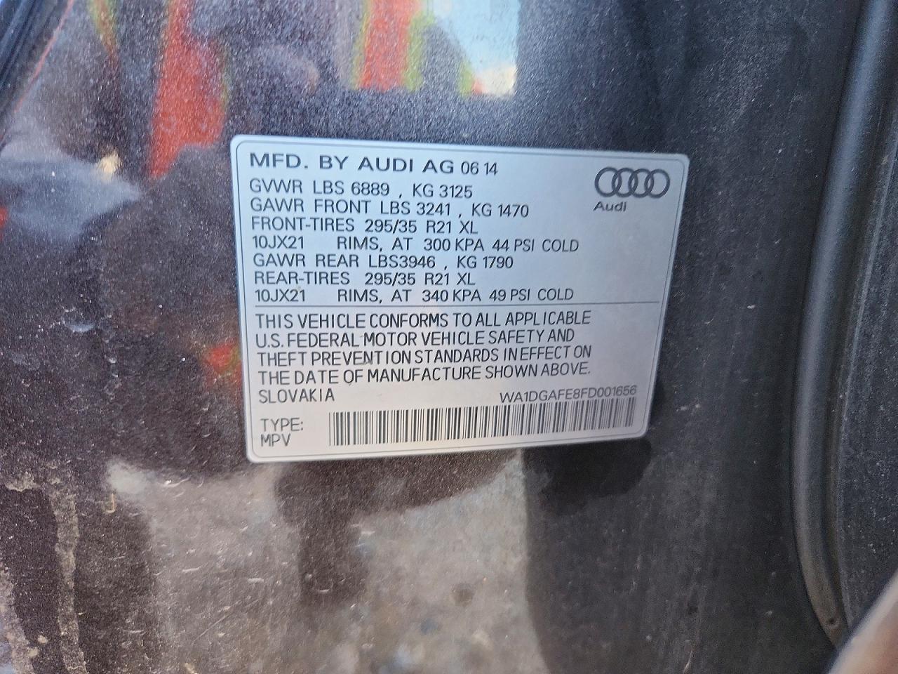 2015 Audi Q7 Prestige Gray vin: WA1DGAFE8FD001656