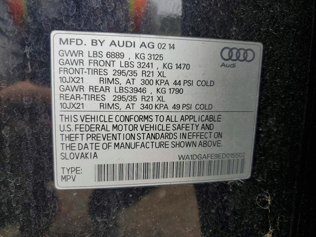2014 Audi Q7 Prestige Black vin: WA1DGAFE9ED015502