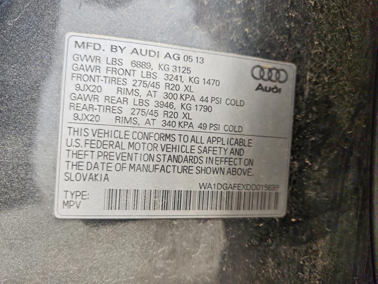 2013 Audi Q7 Prestige Gray vin: WA1DGAFEXDD015698
