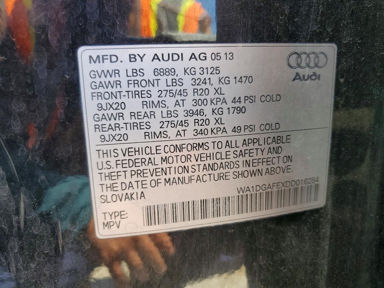 2013 Audi Q7 Prestige Black vin: WA1DGAFEXDD016284