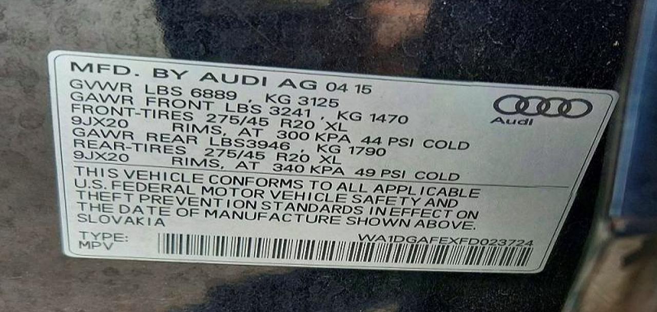 2015 Audi Q7 Prestige Black vin: WA1DGAFEXFD023724