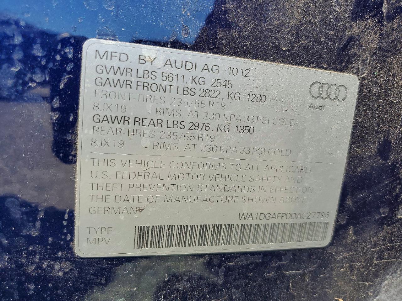 2013 Audi Q5 Premium Plus Blue vin: WA1DGAFP0DA027796