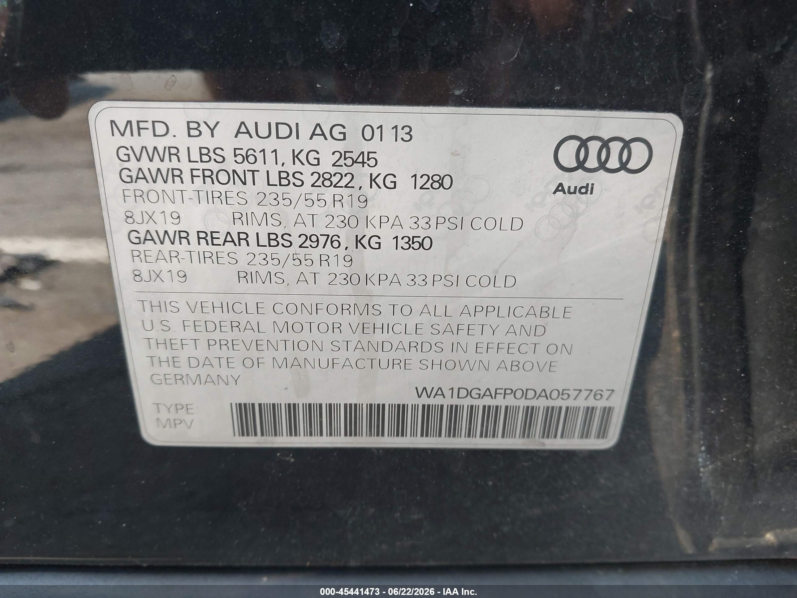 2013 Audi Q5 3.0t Premium Plus Black vin: WA1DGAFP0DA057767