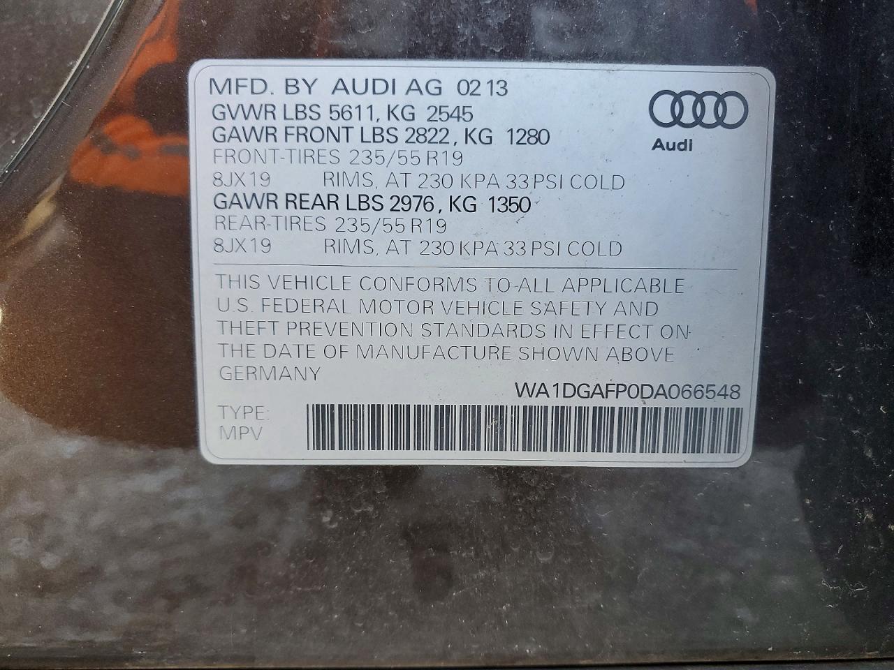 2013 Audi Q5 Premium Plus Brown vin: WA1DGAFP0DA066548