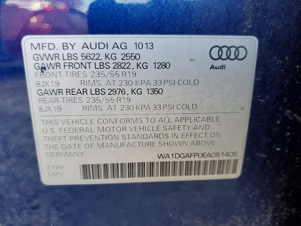 2014 Audi Q5 Premium Plus Blue vin: WA1DGAFP0EA051405