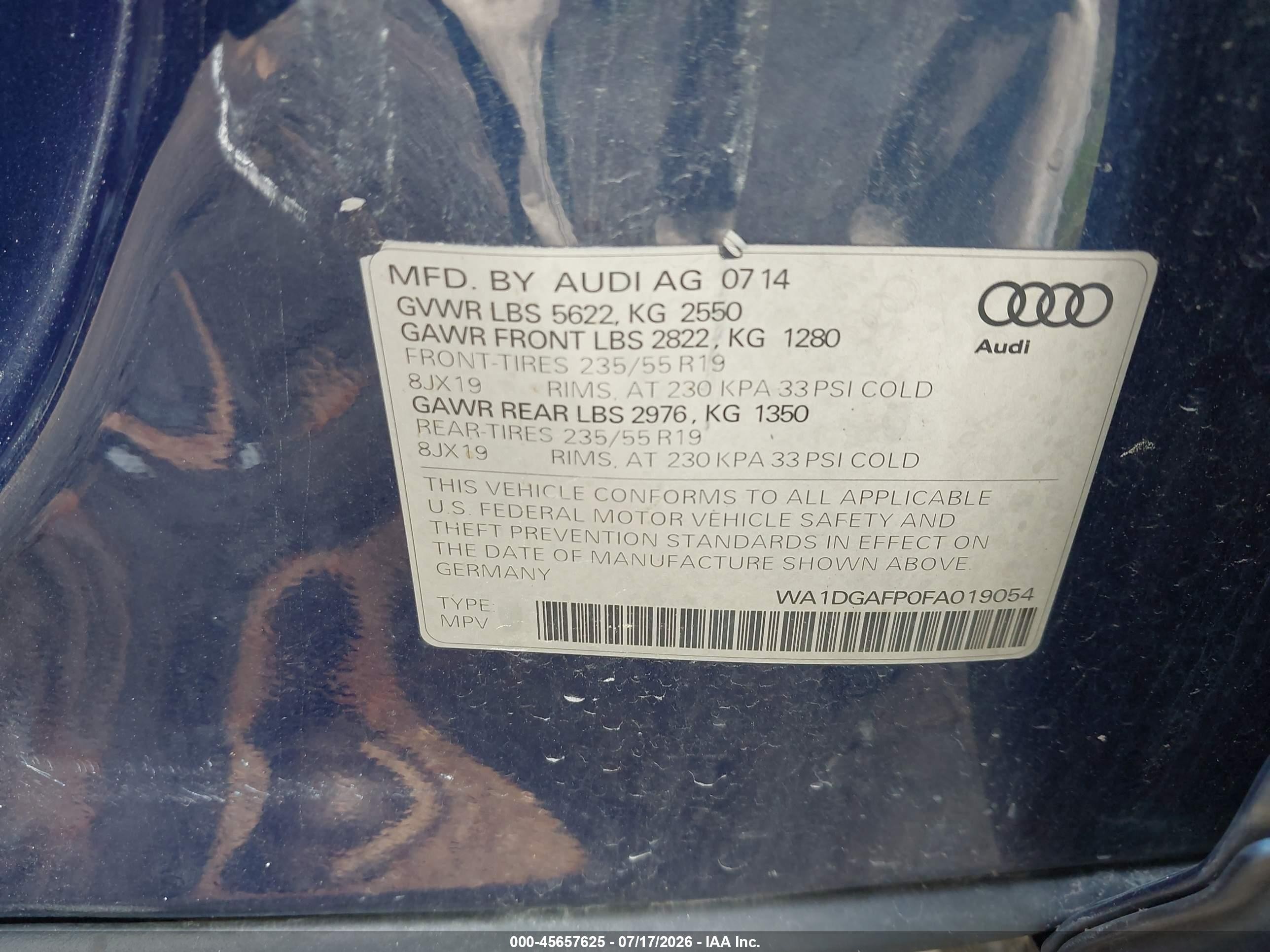 2015 Audi Q5 3.0t Premium Plus Blue vin: WA1DGAFP0FA019054
