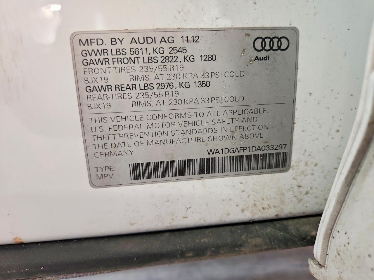 2013 Audi Q5 Premium Plus White vin: WA1DGAFP1DA033297
