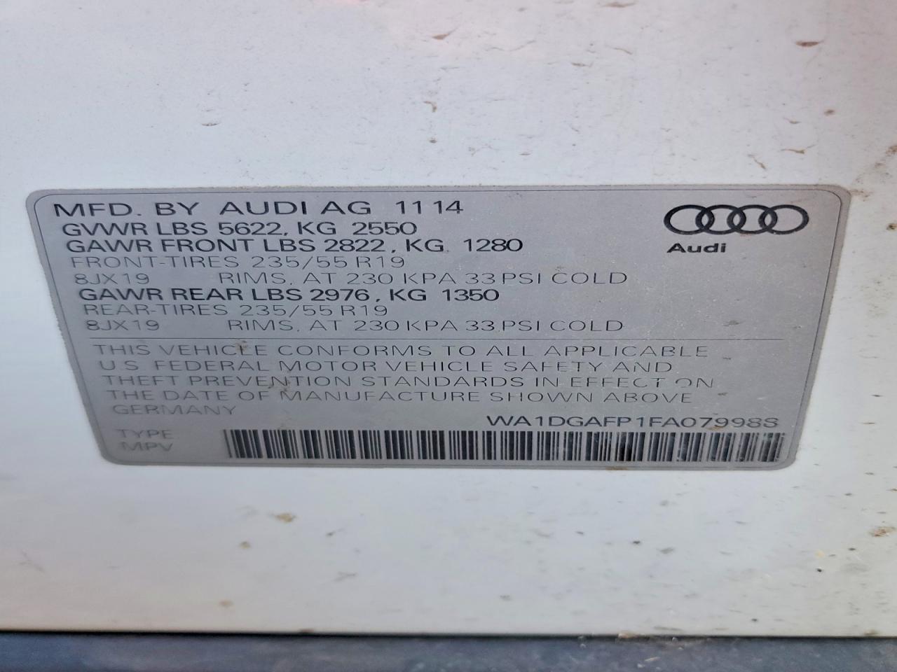 2015 Audi Q5 Premium Plus White vin: WA1DGAFP1FA079988