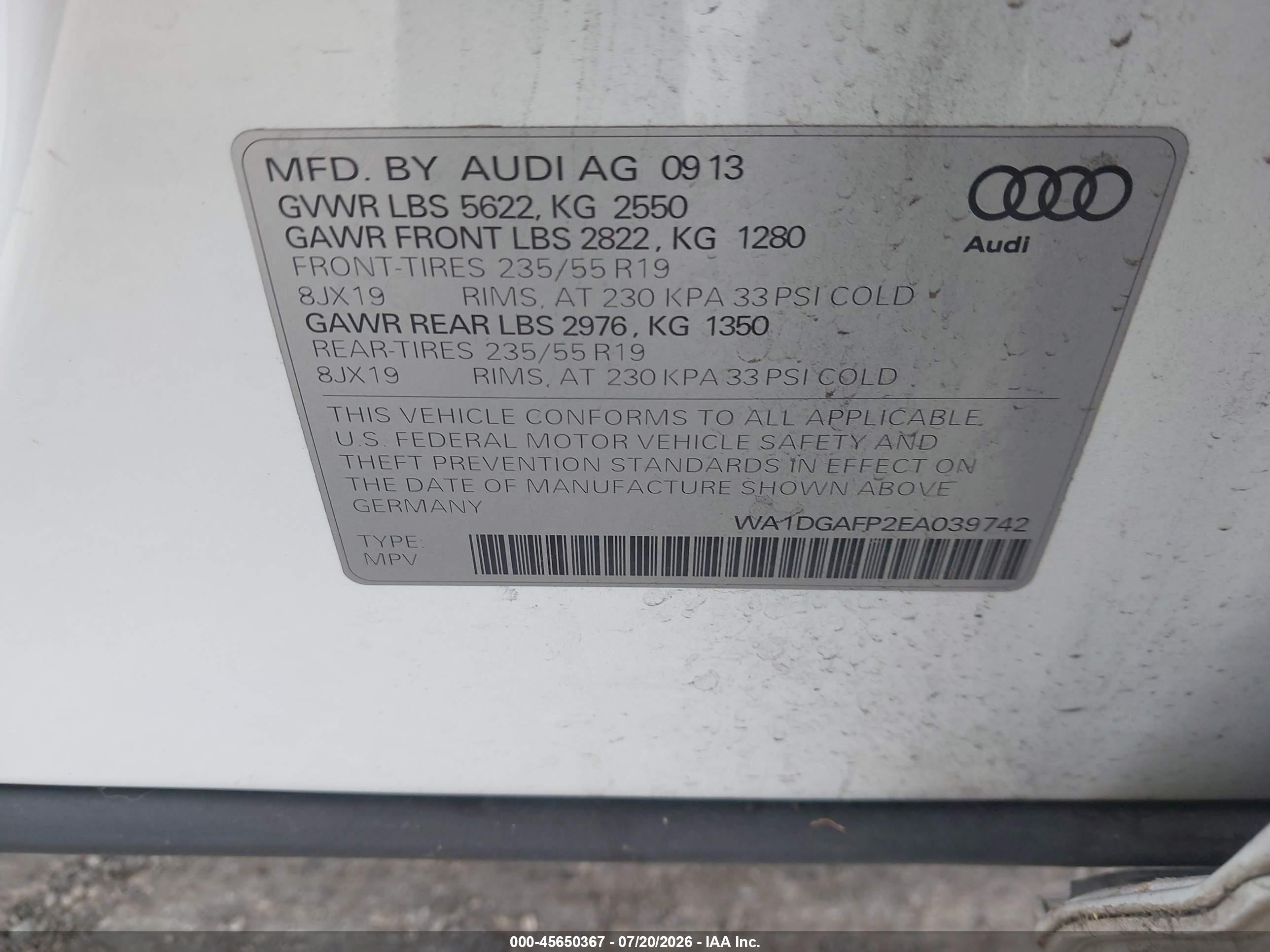 2014 Audi Q5 3.0t Premium Plus White vin: WA1DGAFP2EA039742